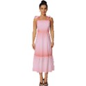 Scarlet Red To Pink Lace Bilinear Gradient Tie-Strap Tiered Midi Chiffon Dress View1