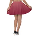 Coral Pink To Burgundy Red Linear Gradient Velvet Skater Skirt View2