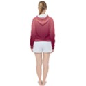 Coral Pink To Burgundy Red Linear Gradient Women s Tie Up Sweat View2