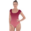 Burgundy Red To Coral Pink Linear Gradient Short Sleeve Leotard  View1