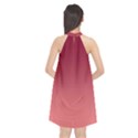 Burgundy Red To Coral Pink Linear Gradient Halter Neckline Chiffon Dress  View2