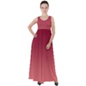 Burgundy Red To Coral Pink Linear Gradient Empire Waist Velour Maxi Dress View1