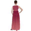 Burgundy Red To Coral Pink Linear Gradient Empire Waist Velour Maxi Dress View2