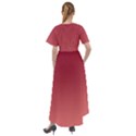 Burgundy Red To Coral Pink Linear Gradient Front Wrap High Low Dress View2