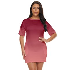 Burgundy Red To Coral Pink Linear Gradient Just Threw It On Dress