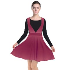 Coral Pink To Burgundy Red Bilinear Gradient Plunge Pinafore Dress