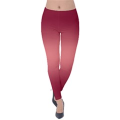 Burgundy Red To Coral Pink Bilinear Gradient Velvet Leggings