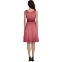 Burgundy Red To Coral Pink Bilinear Gradient Sleeveless V-Neck Skater Dress with Pockets View4