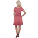 Burgundy Red To Coral Pink Bilinear Gradient Cap Sleeve Velour Dress  View2