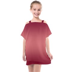 Burgundy Red To Coral Pink Bilinear Gradient Kids  One Piece Chiffon Dress