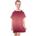 Burgundy Red To Coral Pink Bilinear Gradient Kids  One Piece Chiffon Dress View1