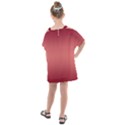 Burgundy Red To Coral Pink Bilinear Gradient Kids  One Piece Chiffon Dress View2
