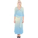 Cream Yellow To Baby Blue Linear Gradient Quarter Sleeve Wrap Maxi Dress View1