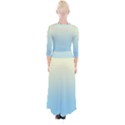 Cream Yellow To Baby Blue Linear Gradient Quarter Sleeve Wrap Maxi Dress View2