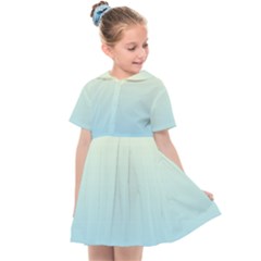 Cream Yellow To Baby Blue Linear Gradient Kids  Sailor Dress