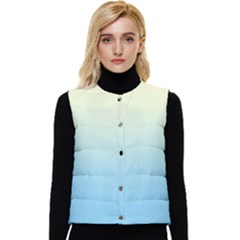 Cream Yellow To Baby Blue Linear Gradient Women s Button Up Puffer Vest