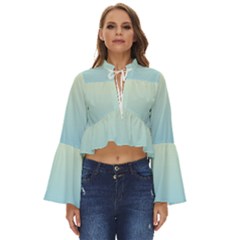 Cream Yellow To Baby Blue Linear Gradient Boho Long Bell Sleeve Top