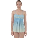 Baby Blue To Cream Yellow Linear Gradient Babydoll Tankini Top View1