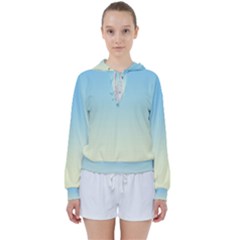 Baby Blue To Cream Yellow Linear Gradient Women s Tie Up Sweat