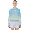 Baby Blue To Cream Yellow Linear Gradient Women s Tie Up Sweat View1