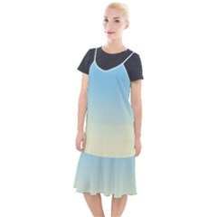 Baby Blue To Cream Yellow Linear Gradient Camis Fishtail Dress