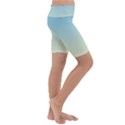 Baby Blue To Cream Yellow Linear Gradient Kids  Lightweight Velour Cropped Yoga Leggings View3