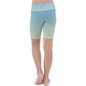 Baby Blue To Cream Yellow Linear Gradient Kids  Lightweight Velour Cropped Yoga Leggings View4
