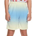 Cream Yellow To Baby Blue Bilinear Gradient Kids  Basketball Shorts View1