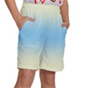 Cream Yellow To Baby Blue Bilinear Gradient Kids  Basketball Shorts View3