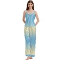 Cream Yellow To Baby Blue Bilinear Gradient Spaghetti Top Long Pants Satin Pajamas Set View1