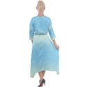 Cream Yellow To Baby Blue Bilinear Gradient Quarter Sleeve Wrap Front Maxi Dress View2