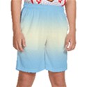 Baby Blue To Cream Yellow Bilinear Gradient Kids  Basketball Shorts View1