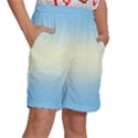 Baby Blue To Cream Yellow Bilinear Gradient Kids  Basketball Shorts View3