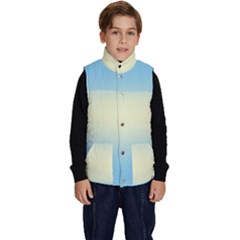 Baby Blue To Cream Yellow Bilinear Gradient Kid s Button Up Puffer Vest