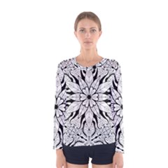Seamless Tiling Pattern Hand Drawn Black White Women s Long Sleeve T-shirt