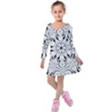 Seamless Tiling Pattern Hand Drawn Black White Kids  Long Sleeve Velvet Dress View1