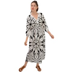 Seamless Tiling Pattern Hand Drawn Black White Grecian Style  Maxi Dress