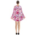 Pattern Seamless Texture Daisies Long Sleeve Velvet V-neck Dress View2