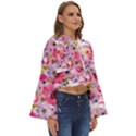 Pattern Seamless Texture Daisies Boho Long Bell Sleeve Top View3