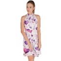 Hearts Love Purple Sleeveless Halter Neck A-Line Dress View3