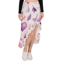 Hearts Love Purple Asymmetrical Ruffle Hem Skirt 