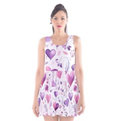 Hearts Love Purple Scoop Neck Skater Dress