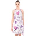 Hearts Love Purple Halter Collar Waist Tie Chiffon Dress View1