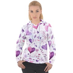 Hearts Love Purple Women s Overhead Hoodie