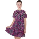 Abstract Art Pattern Design Background Short Sleeve Shoulder Cut Out Dress  View1