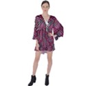 Abstract Art Pattern Design Background V-Neck Flare Sleeve Mini Dress View1
