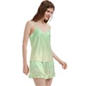 Mint Green To Cream Yellow Linear Gradient V-Neck Satin Loungewear Set View3
