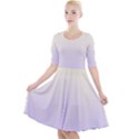 Cream Yellow To Pale Violet Linear Gradient Quarter Sleeve A-Line Dress With Pockets View1