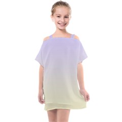 Pale Violet To Cream Yellow Linear Gradient Kids  One Piece Chiffon Dress