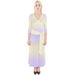 Pale Violet To Cream Yellow Bilinear Gradient Quarter Sleeve Wrap Maxi Dress
